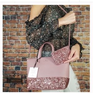 Kate spade Ina Greta court glittery crossbody top handle handbag